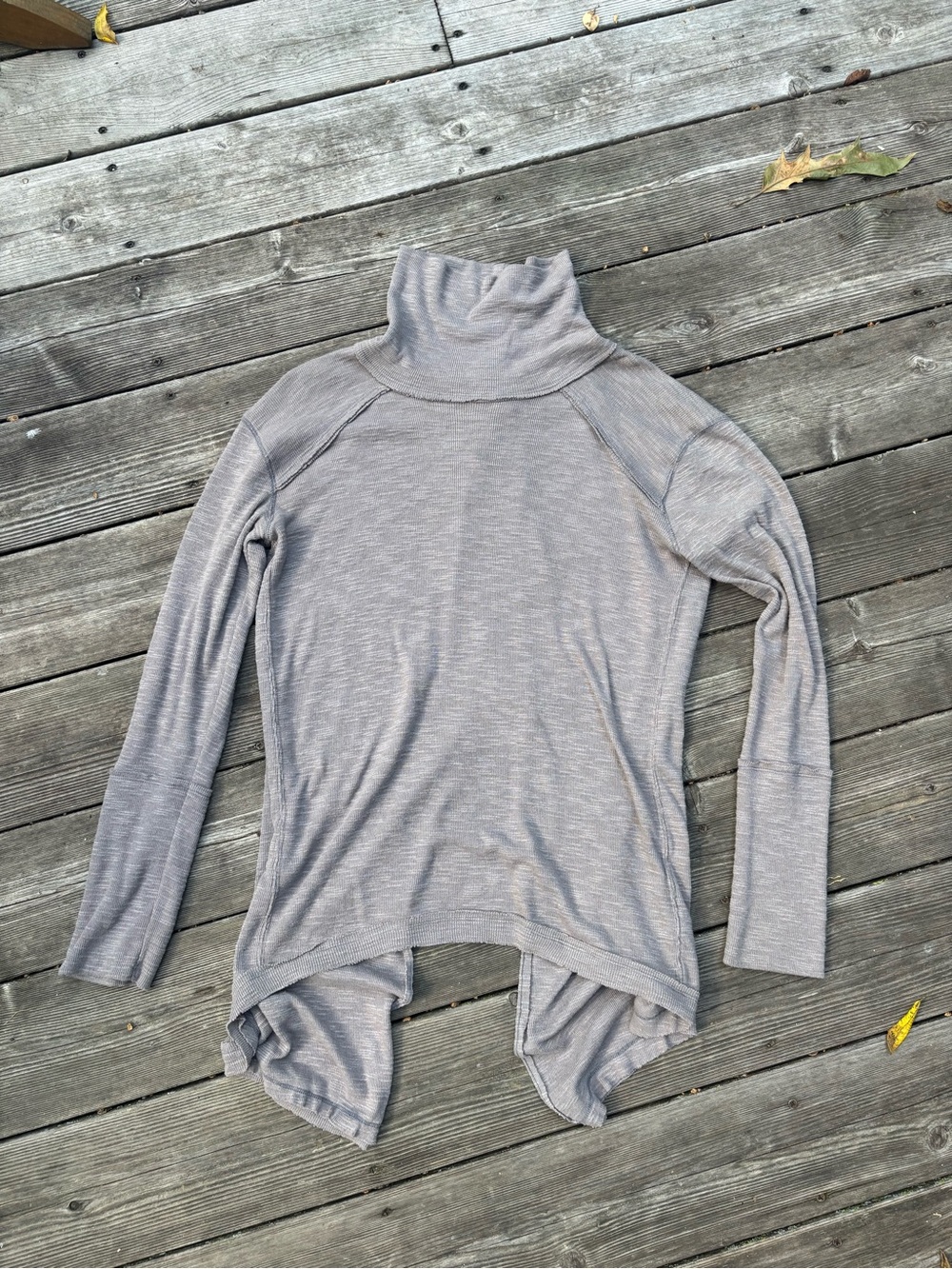 We The Free Gray Cowl Neck Split Back Tunic Sweater